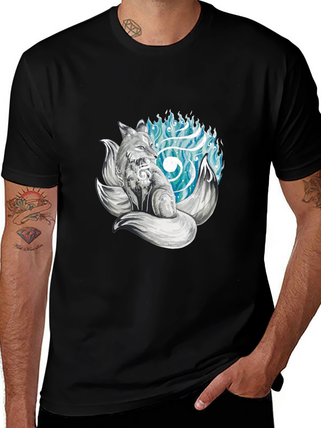 Mystic Fox Graphic Tee - Black Cotton T-Shirt