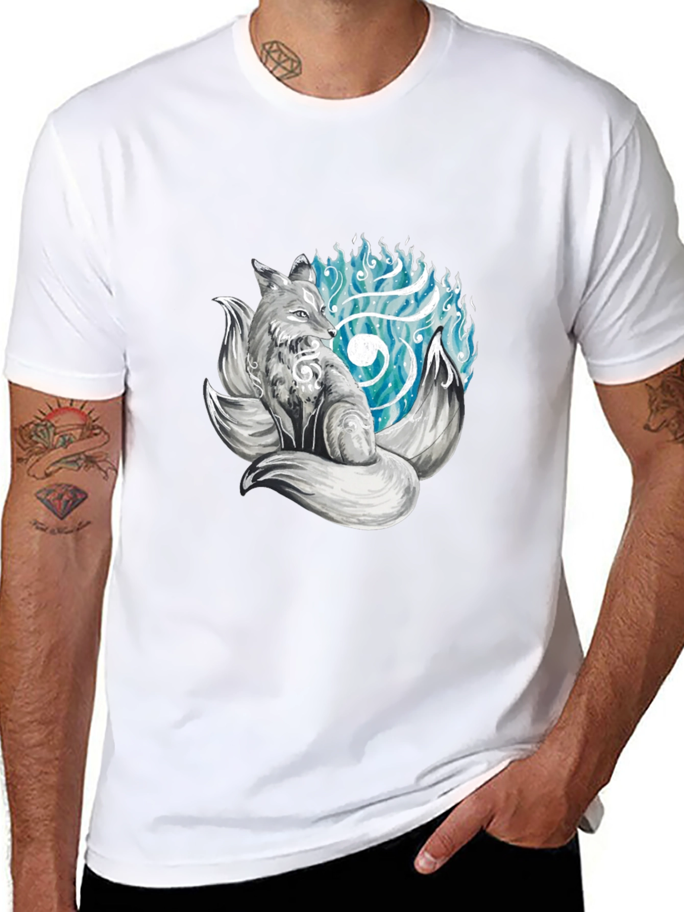 Mystic Fox Graphic Tee - Black Cotton T-Shirt
