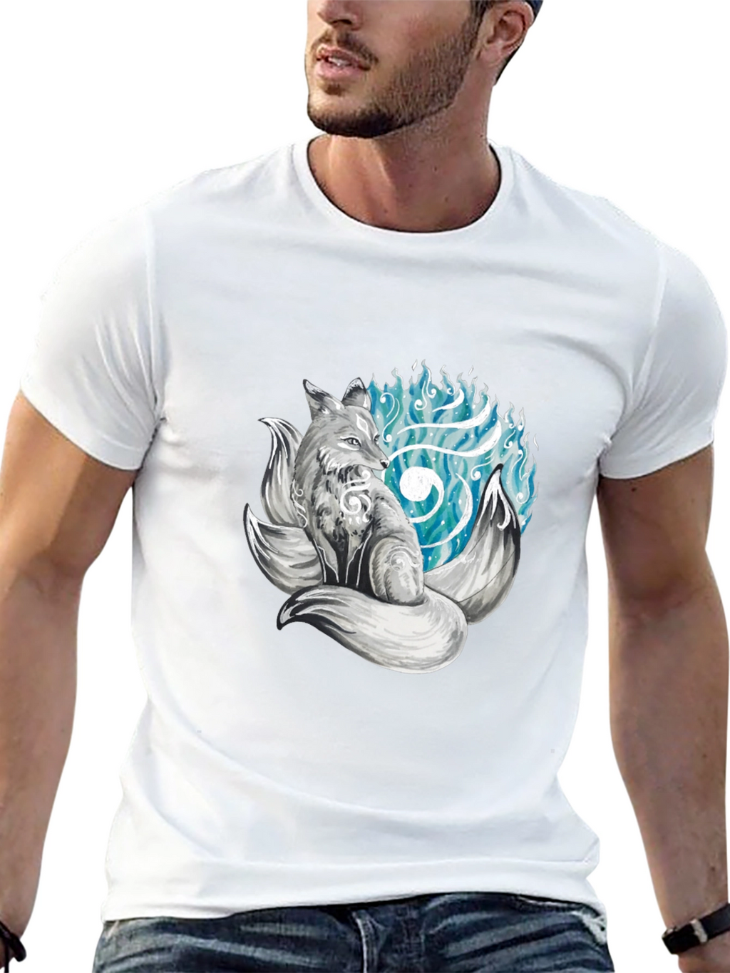 Mystic Fox Graphic Tee - Black Cotton T-Shirt