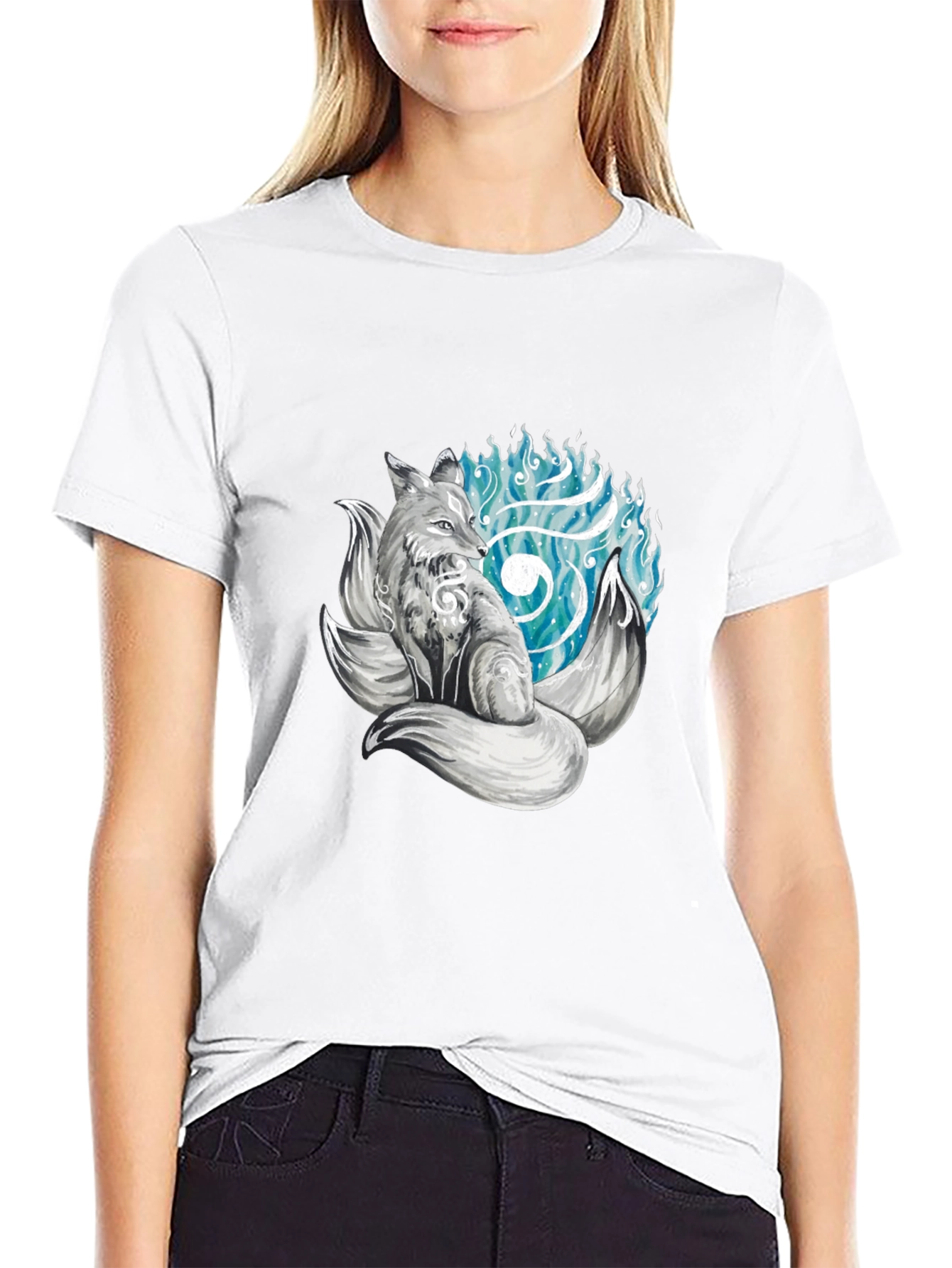 Mystic Fox Graphic Tee - Black Cotton T-Shirt