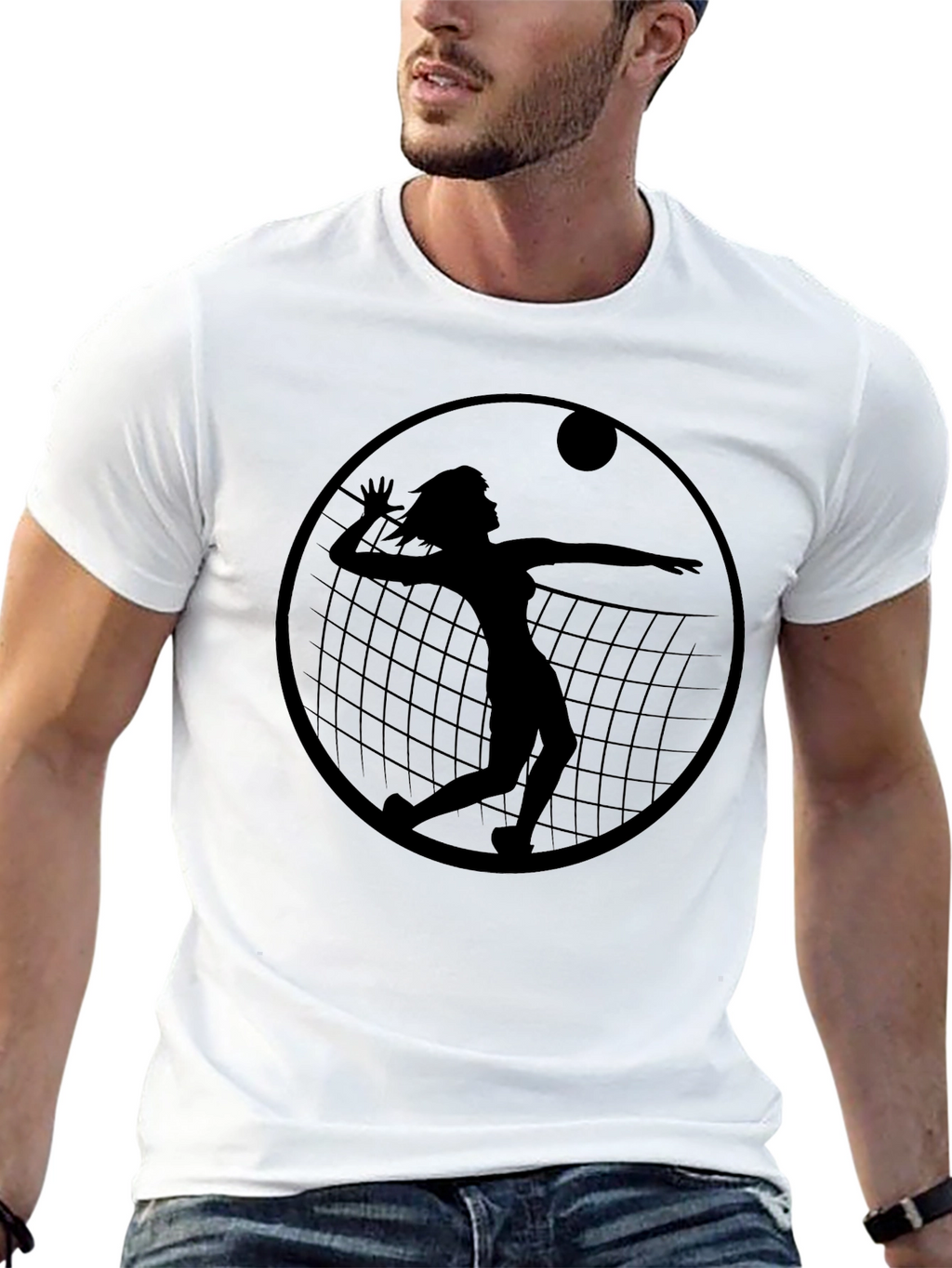 Volleyball Silhouette Graphic T-Shirt - Black