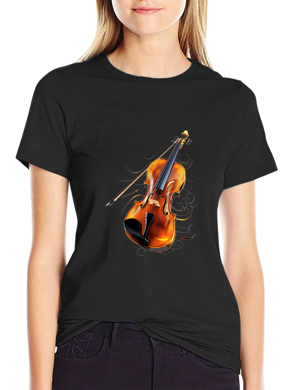 Violin Graphic Black T-Shirt