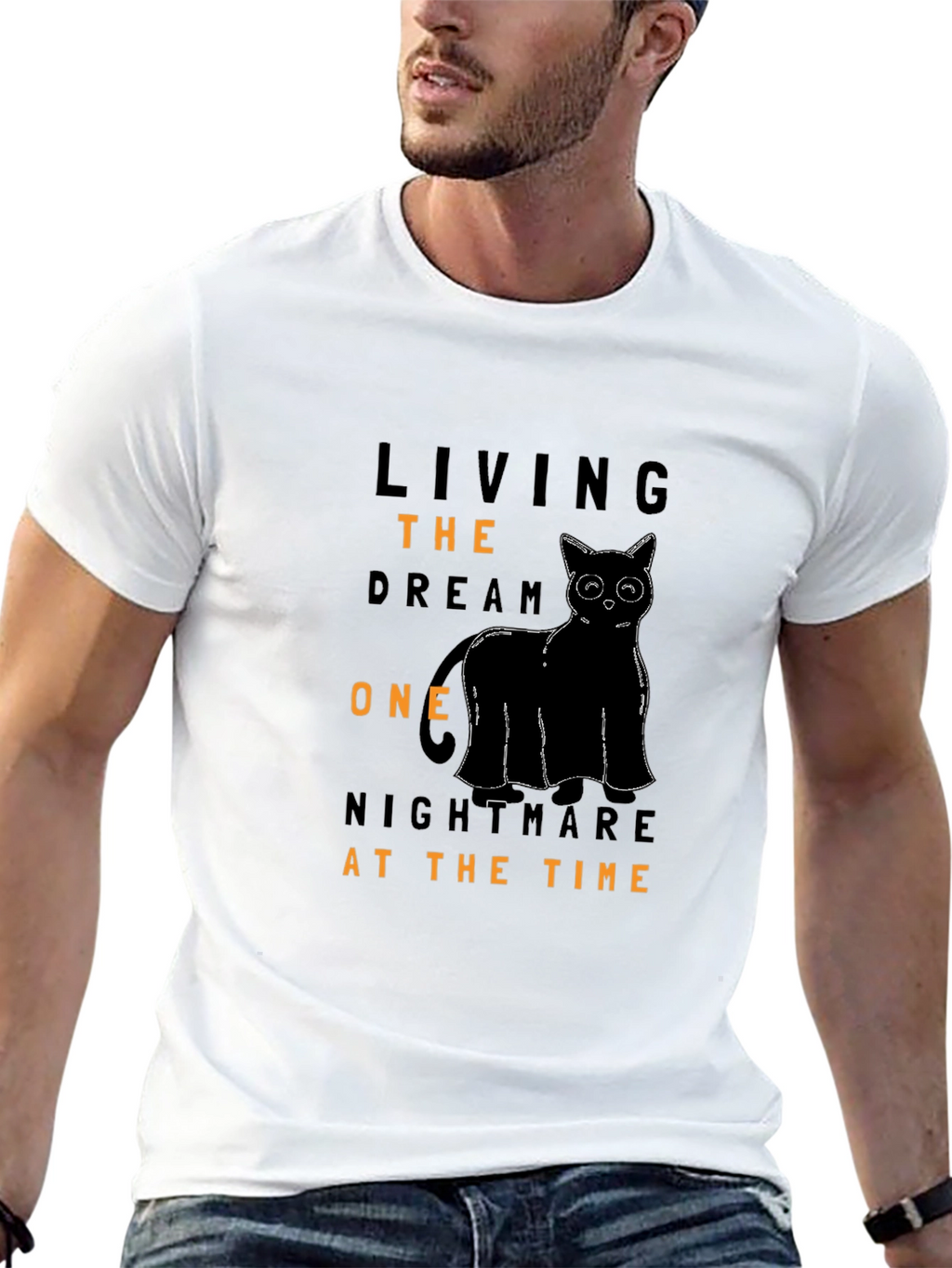 Living The Dream Black Cat Graphic Tee