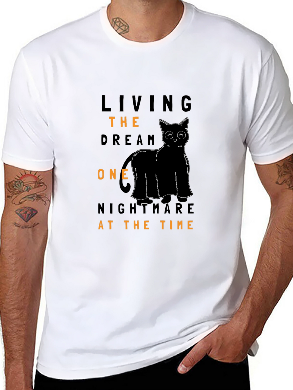 Living The Dream Black Cat Graphic Tee