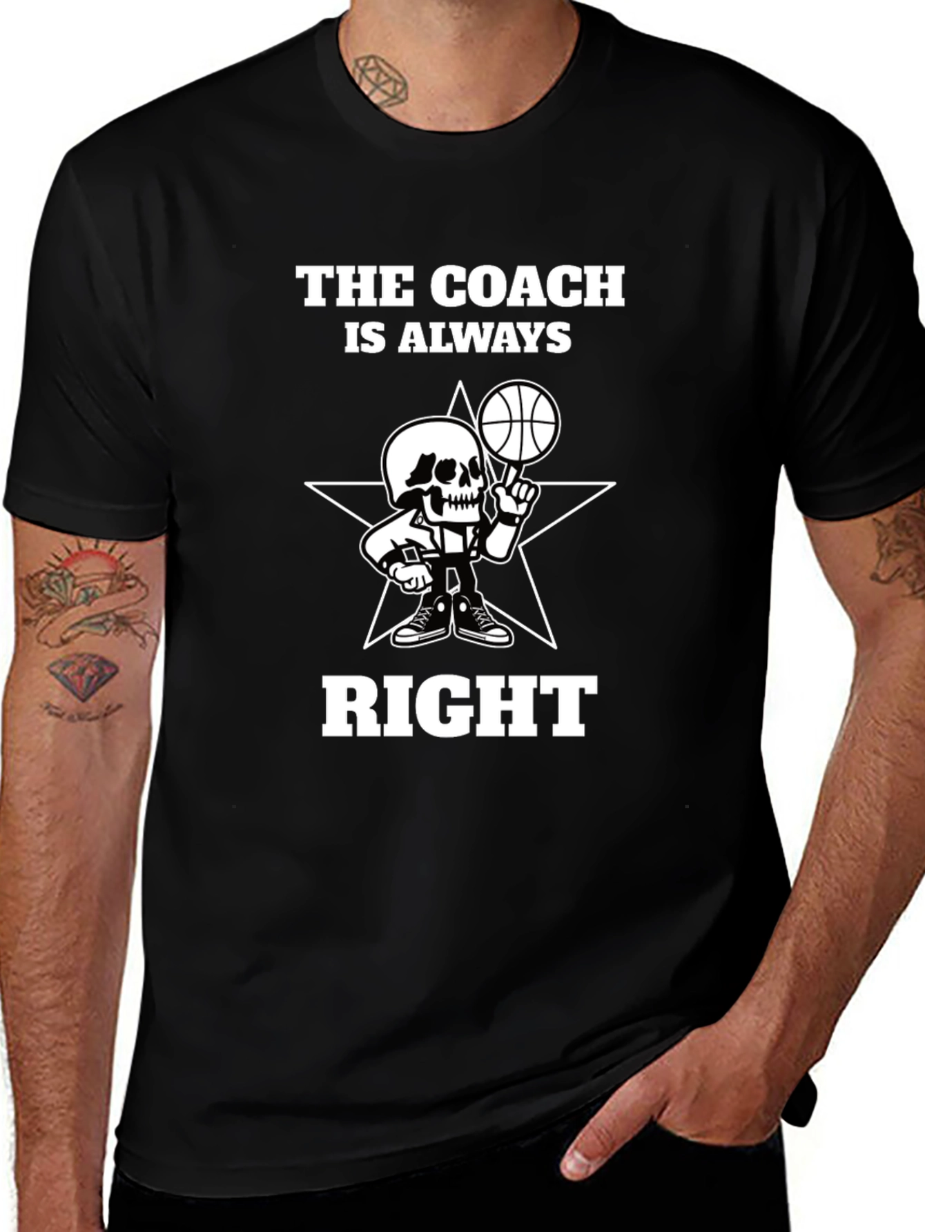 The Coach Is Always Right Black Graphic Tee