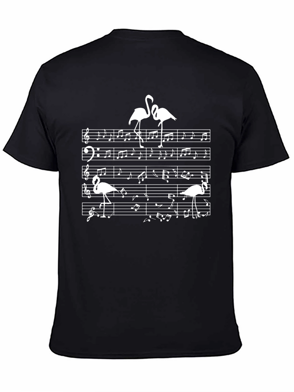 Musical Flamingo T-Shirt - Black Cotton Tee
