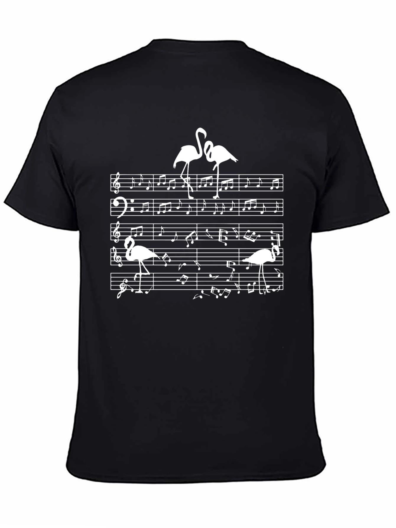 Musical Flamingo T-Shirt - Black Cotton Tee