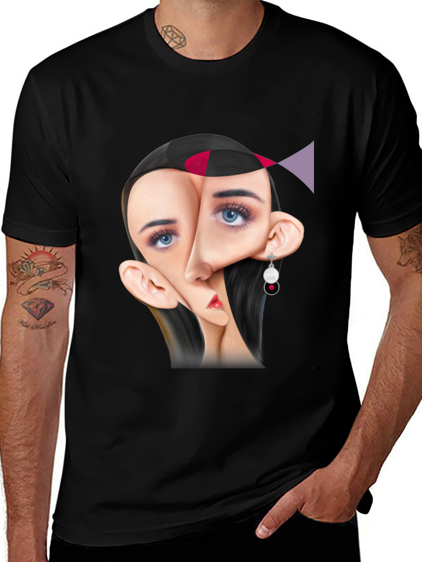 Abstract Face Graphic Tee - Unique Art T-Shirt