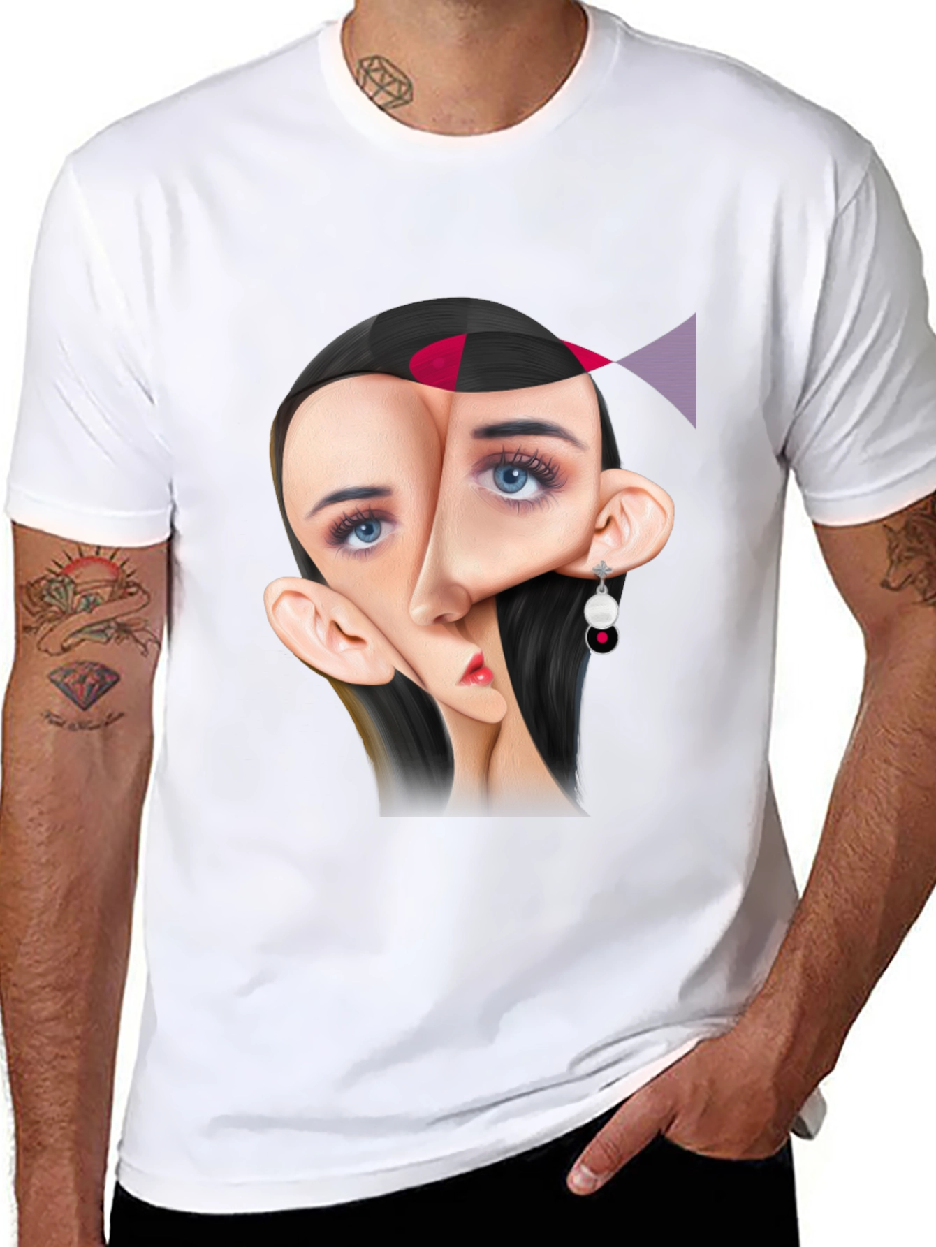 Abstract Face Graphic Tee - Unique Art T-Shirt