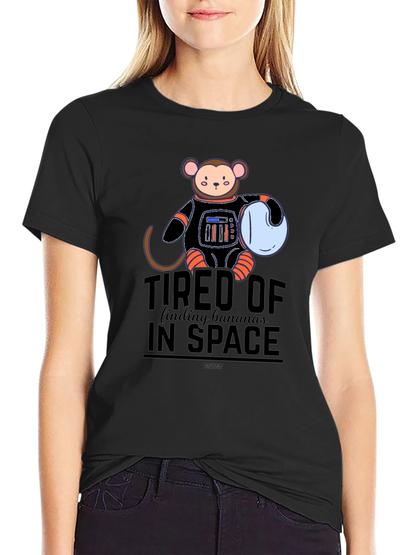 Monkey Astronaut T-Shirt - Tired of Bananas in Space Graphic Tee