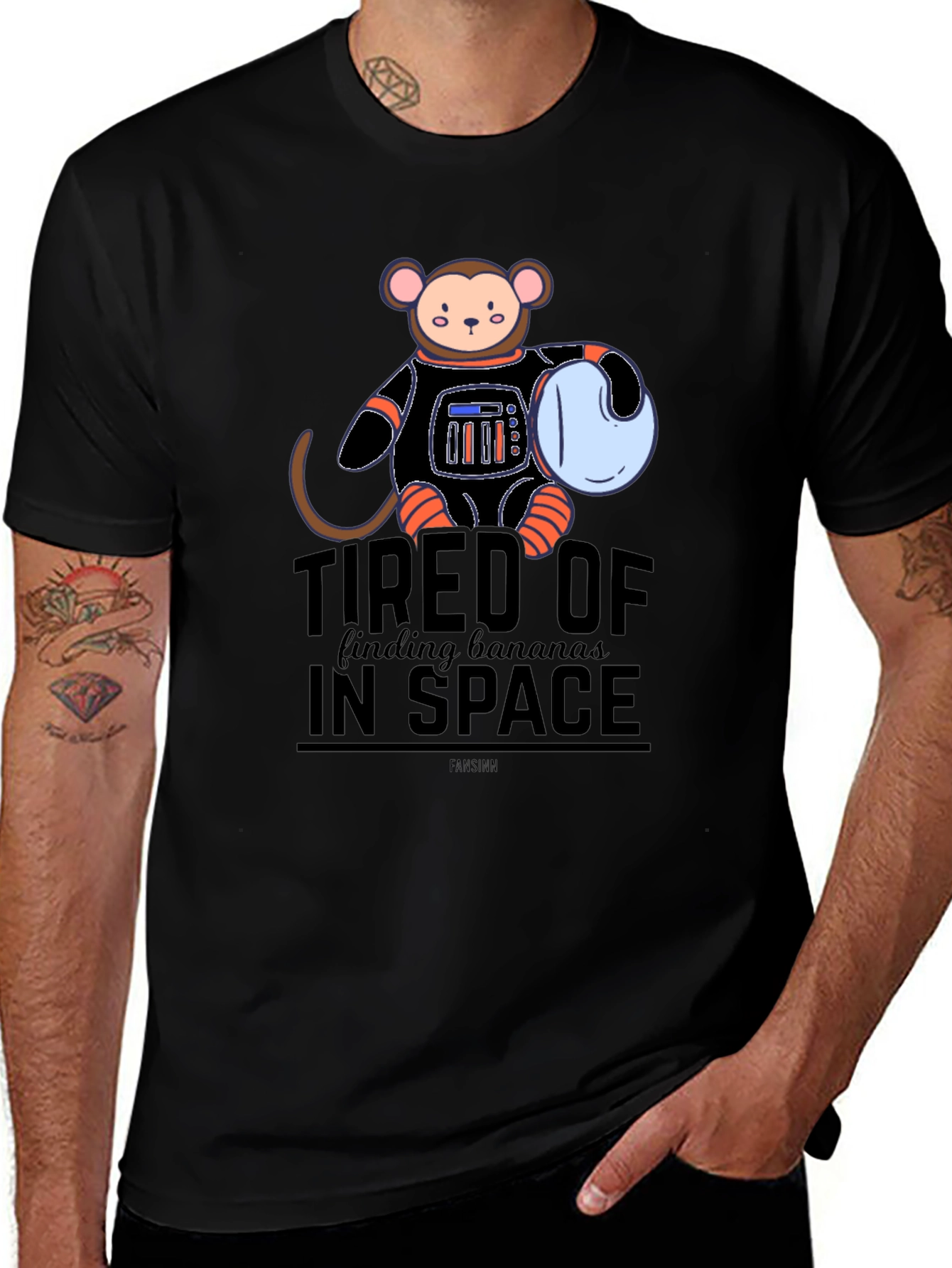 Monkey Astronaut T-Shirt - Tired of Bananas in Space Graphic Tee
