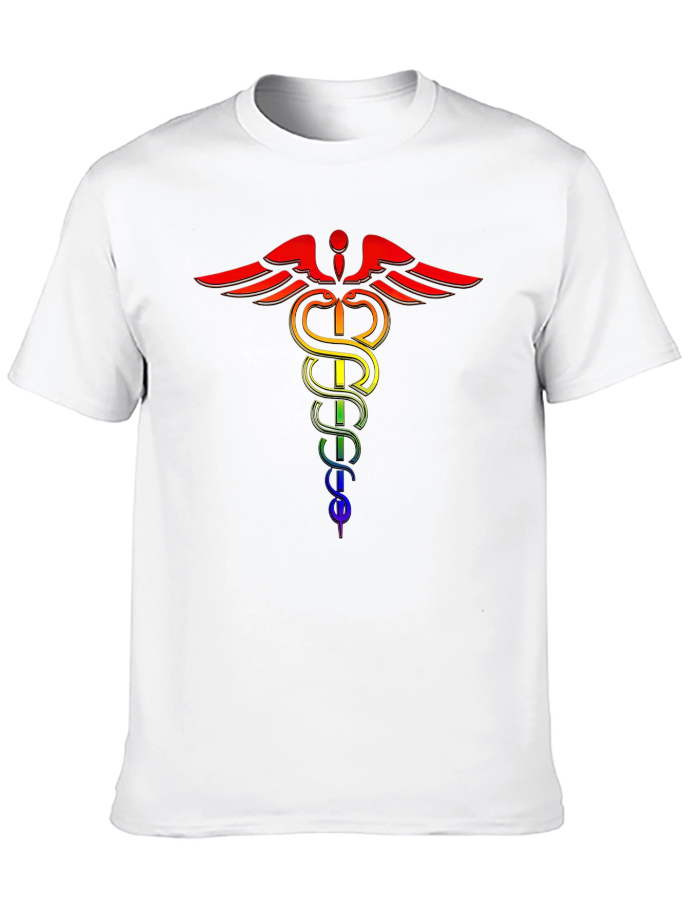 Rainbow Caduceus Black T-Shirt - LGBTQ+ Pride Medical Symbol
