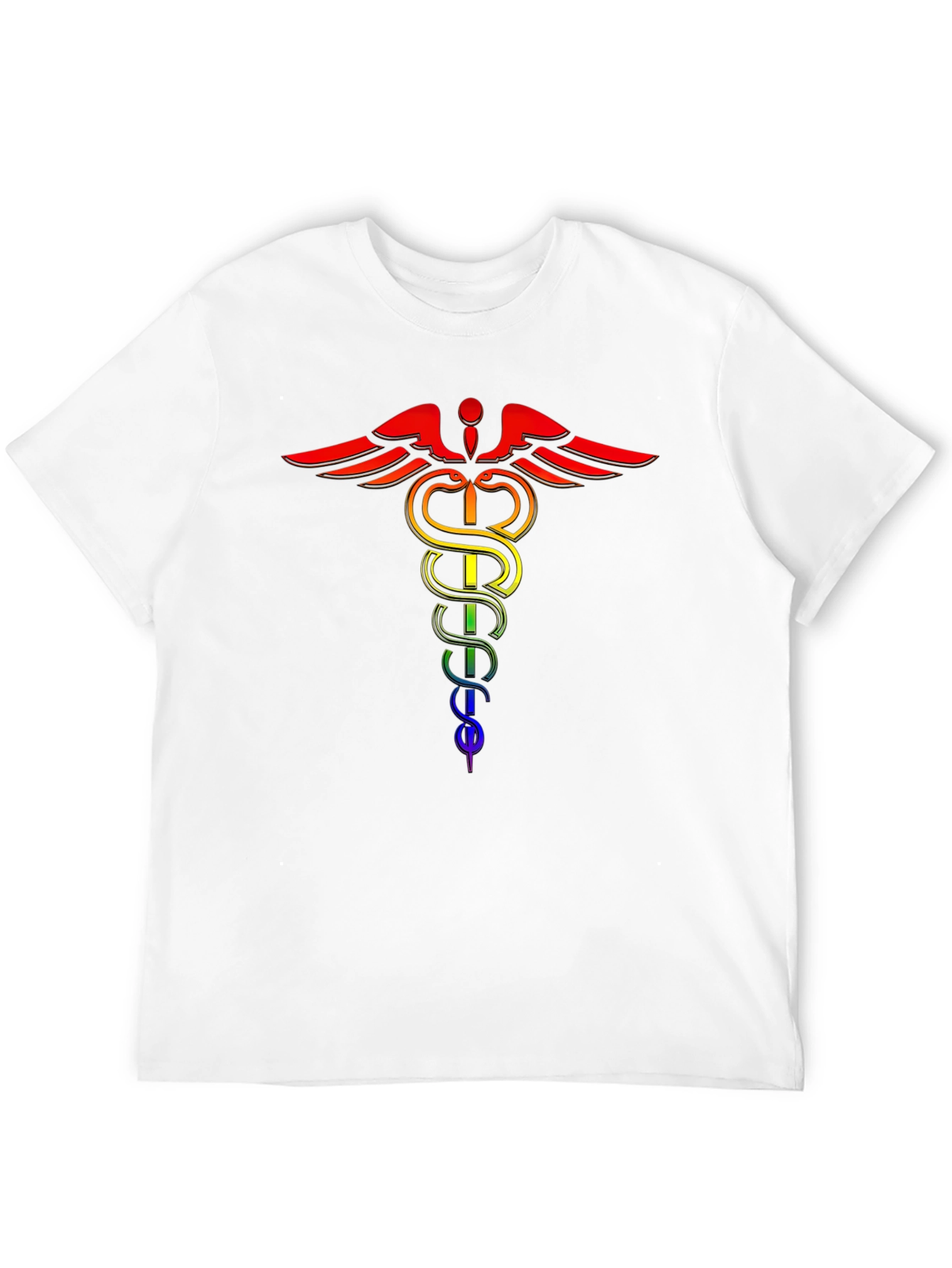 Rainbow Caduceus Black T-Shirt - LGBTQ+ Pride Medical Symbol