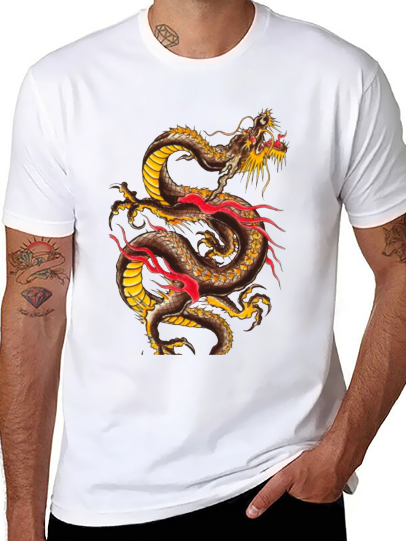 Dragon Graphic Print Black T-Shirt