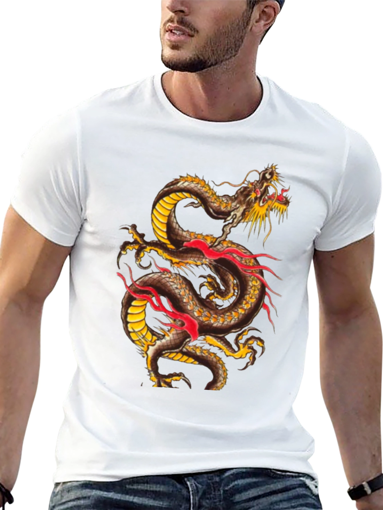 Dragon Graphic Print Black T-Shirt