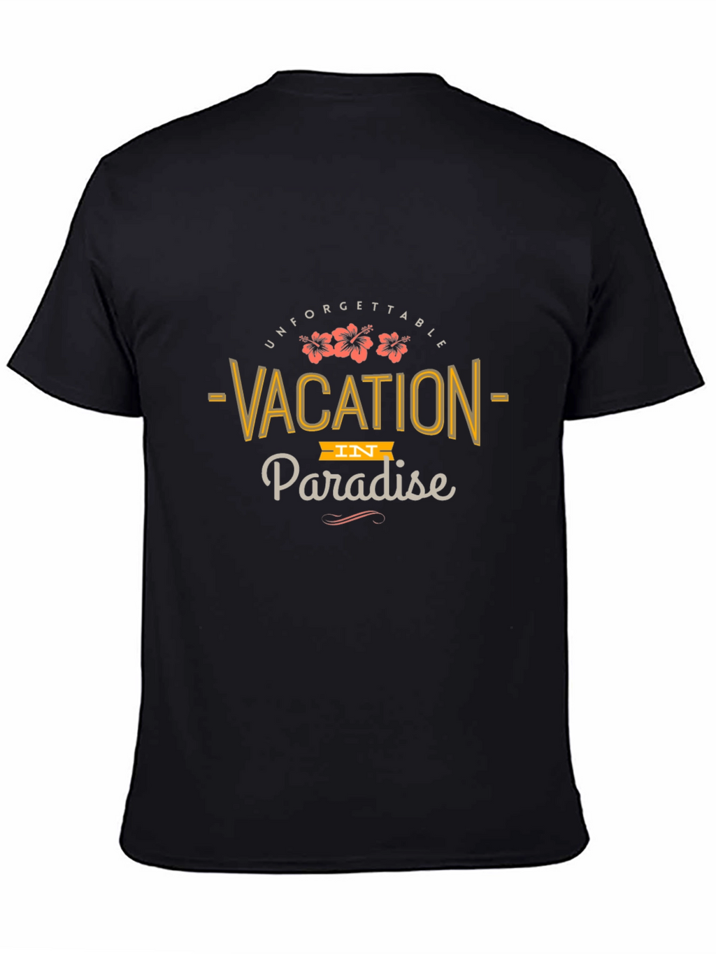 Vacation in Paradise Black Graphic T-Shirt