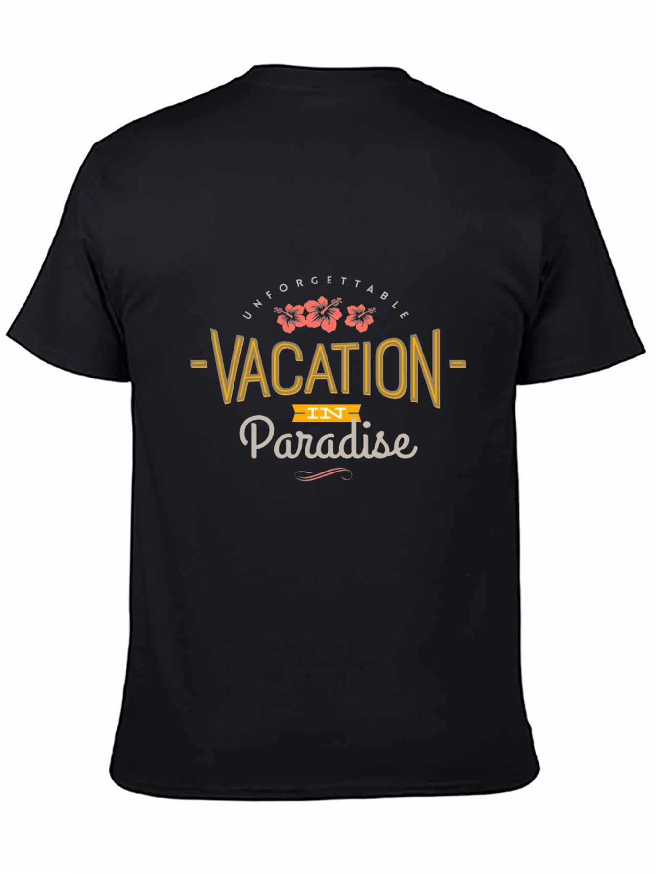 Vacation in Paradise Black Graphic T-Shirt