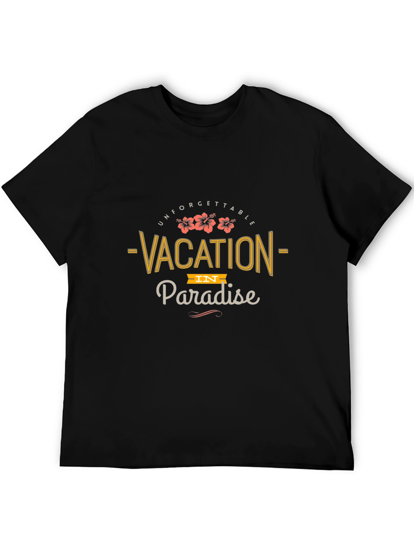 Vacation in Paradise Black Graphic T-Shirt