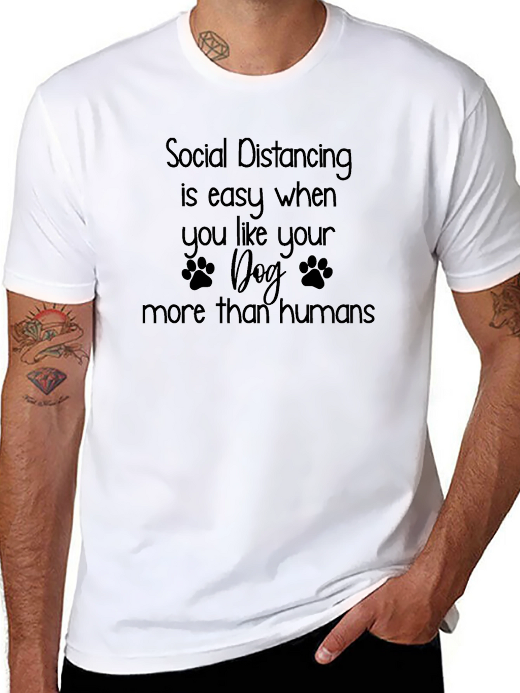 Social Distancing Dog Lover Black T-Shirt