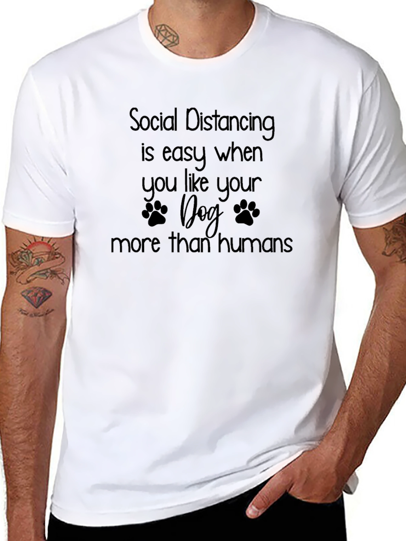 Social Distancing Dog Lover Black T-Shirt