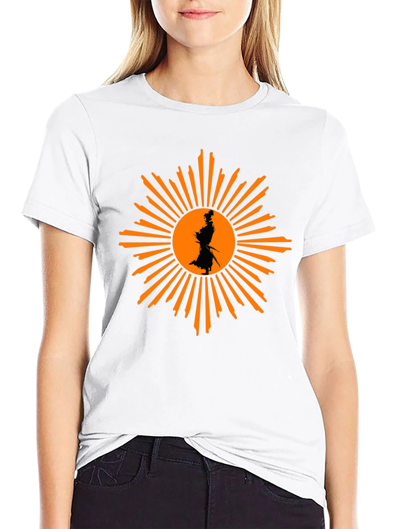 Samurai Sunburst Graphic T-Shirt - Black Cotton Tee