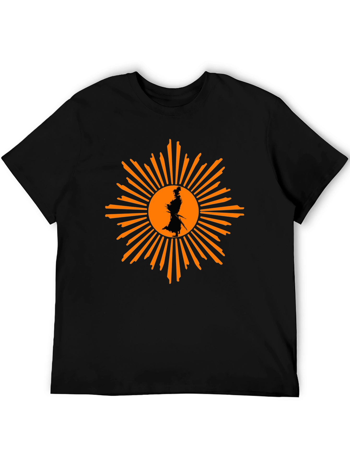Samurai Sunburst Graphic T-Shirt - Black Cotton Tee