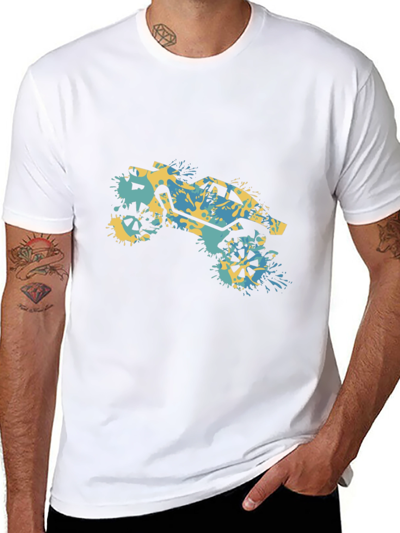 Off-Road Splatter Graphic Tee - Black Cotton Blend