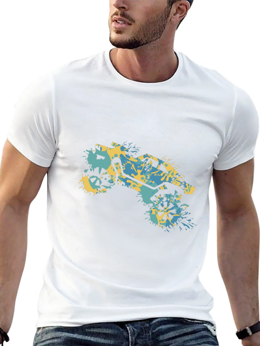 Off-Road Splatter Graphic Tee - Black Cotton Blend