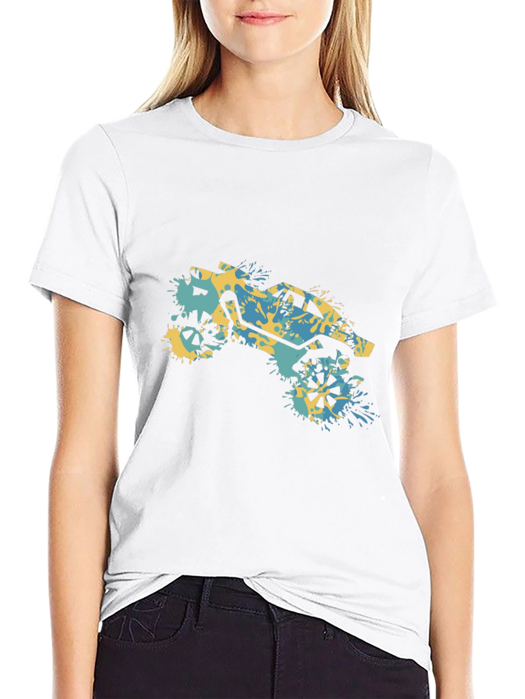 Off-Road Splatter Graphic Tee - Black Cotton Blend