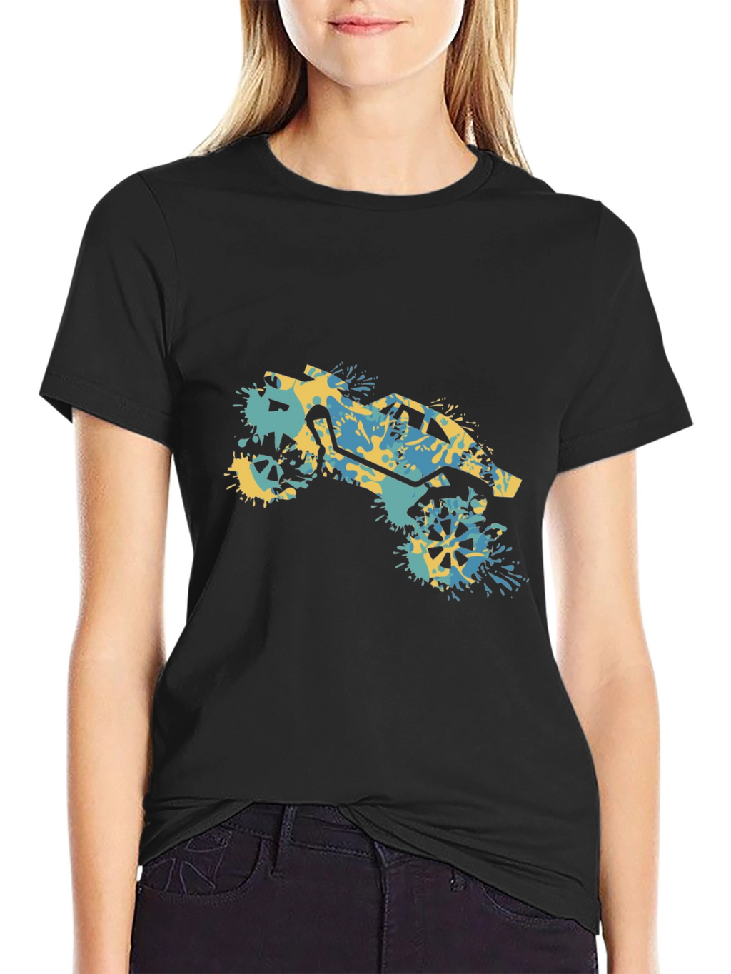 Off-Road Splatter Graphic Tee - Black Cotton Blend