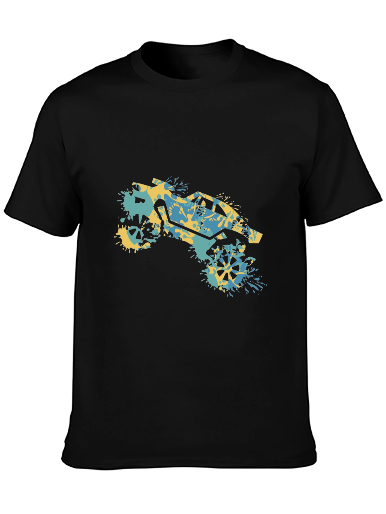 Off-Road Splatter Graphic Tee - Black Cotton Blend