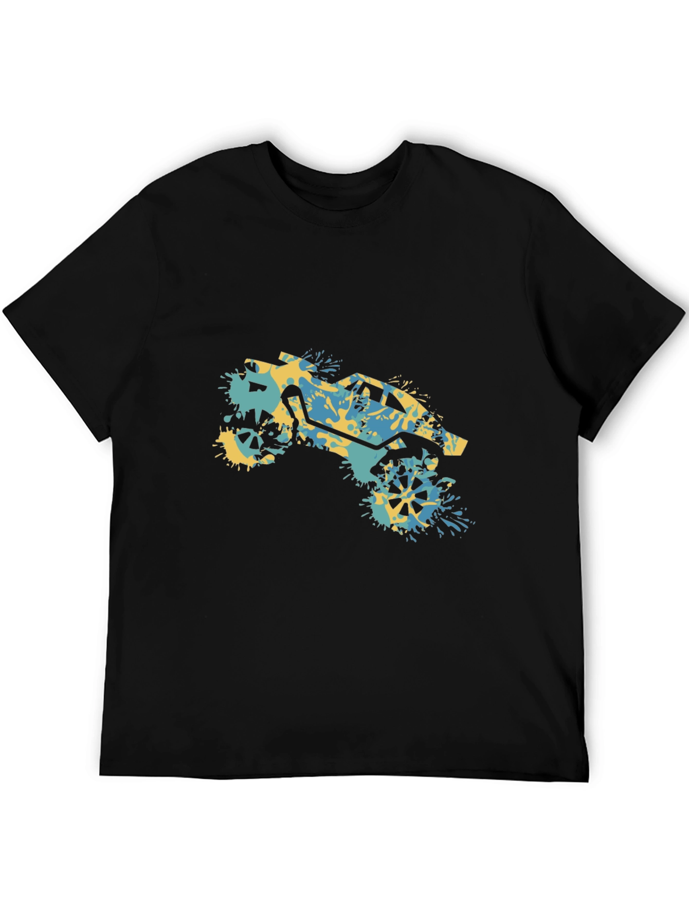 Off-Road Splatter Graphic Tee - Black Cotton Blend
