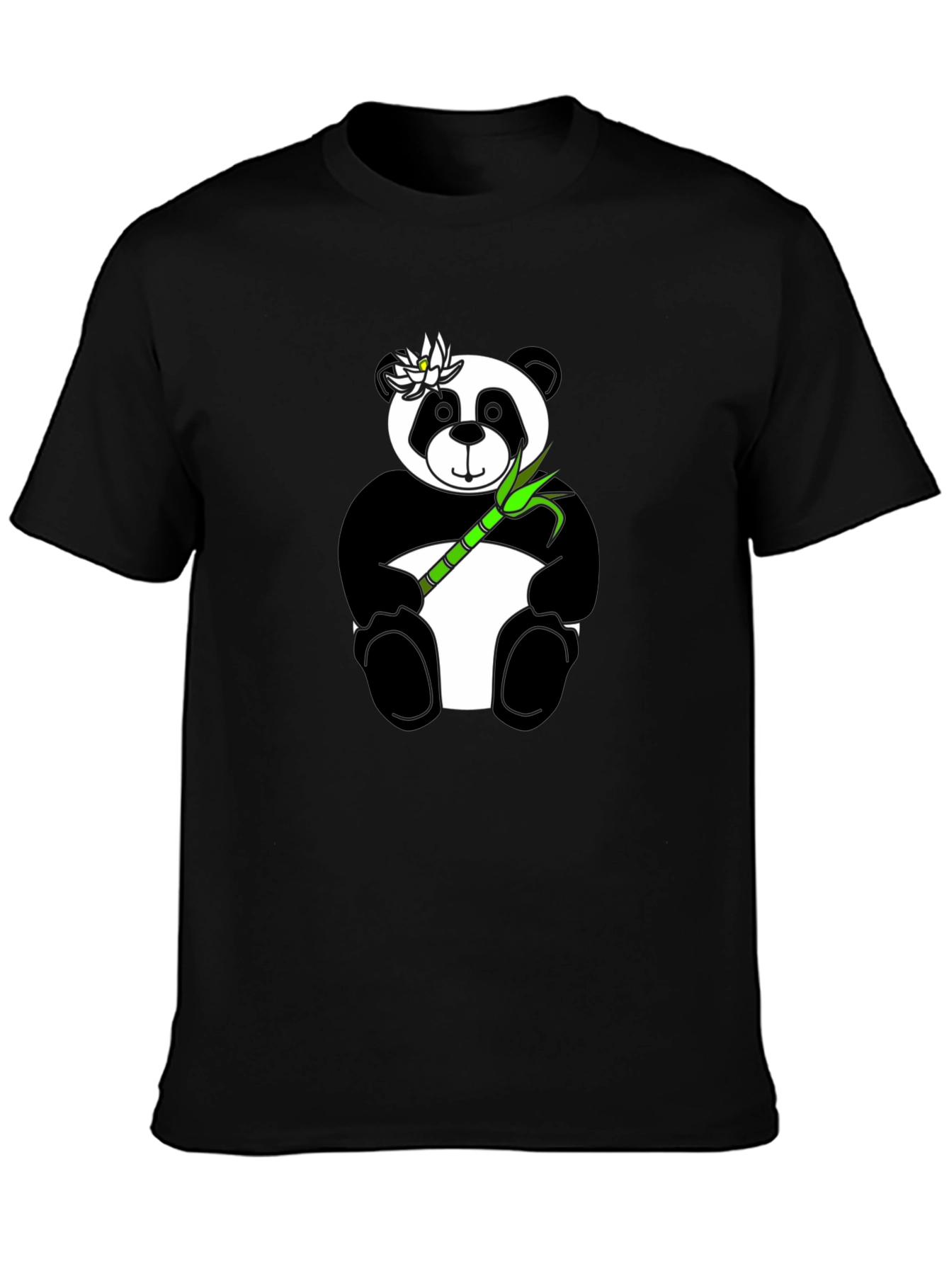 Panda Bamboo Graphic Tee - Black