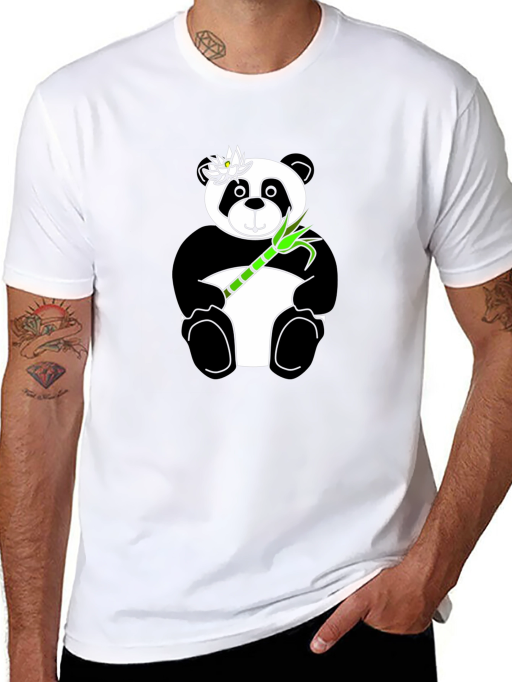 Panda Bamboo Graphic Tee - Black