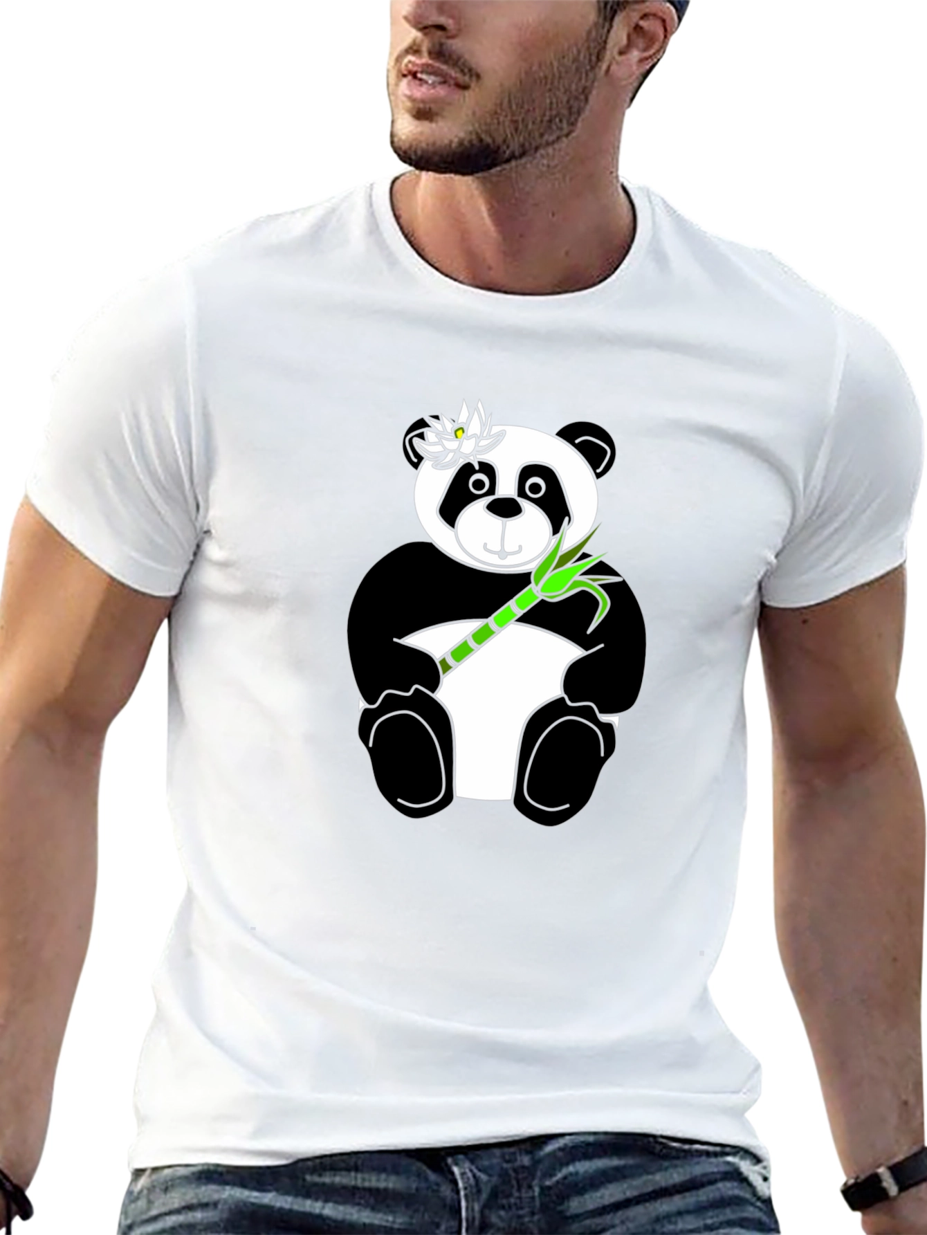 Panda Bamboo Graphic Tee - Black