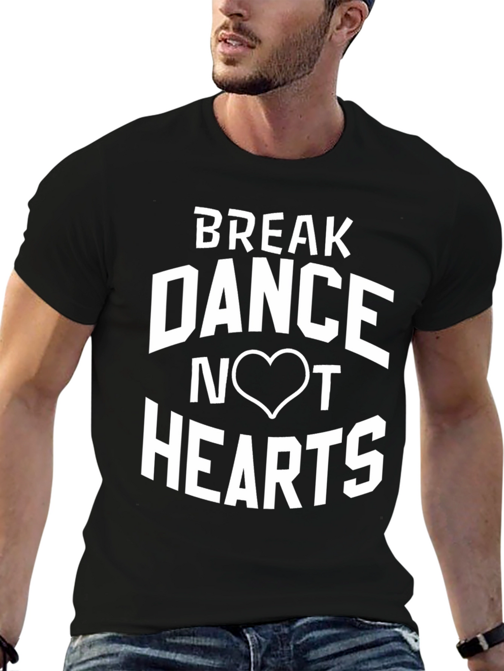 Break Dance Not Hearts Black Graphic Tee