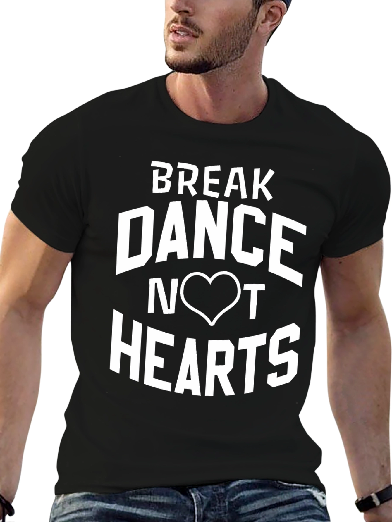 Break Dance Not Hearts Black Graphic Tee