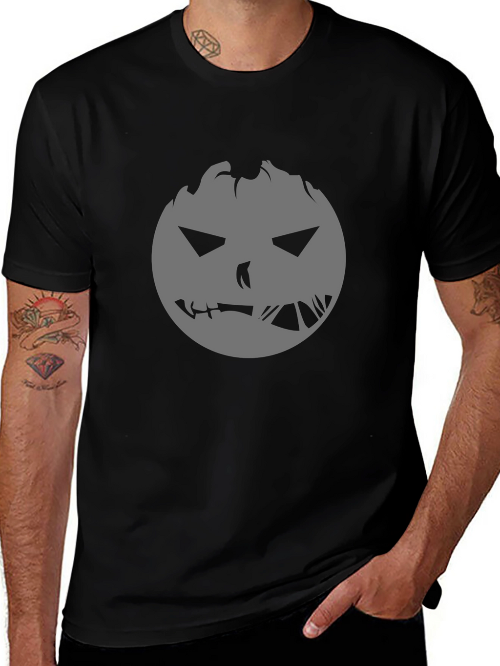 Spooky Pumpkin Face Graphic Tee - Halloween Ready