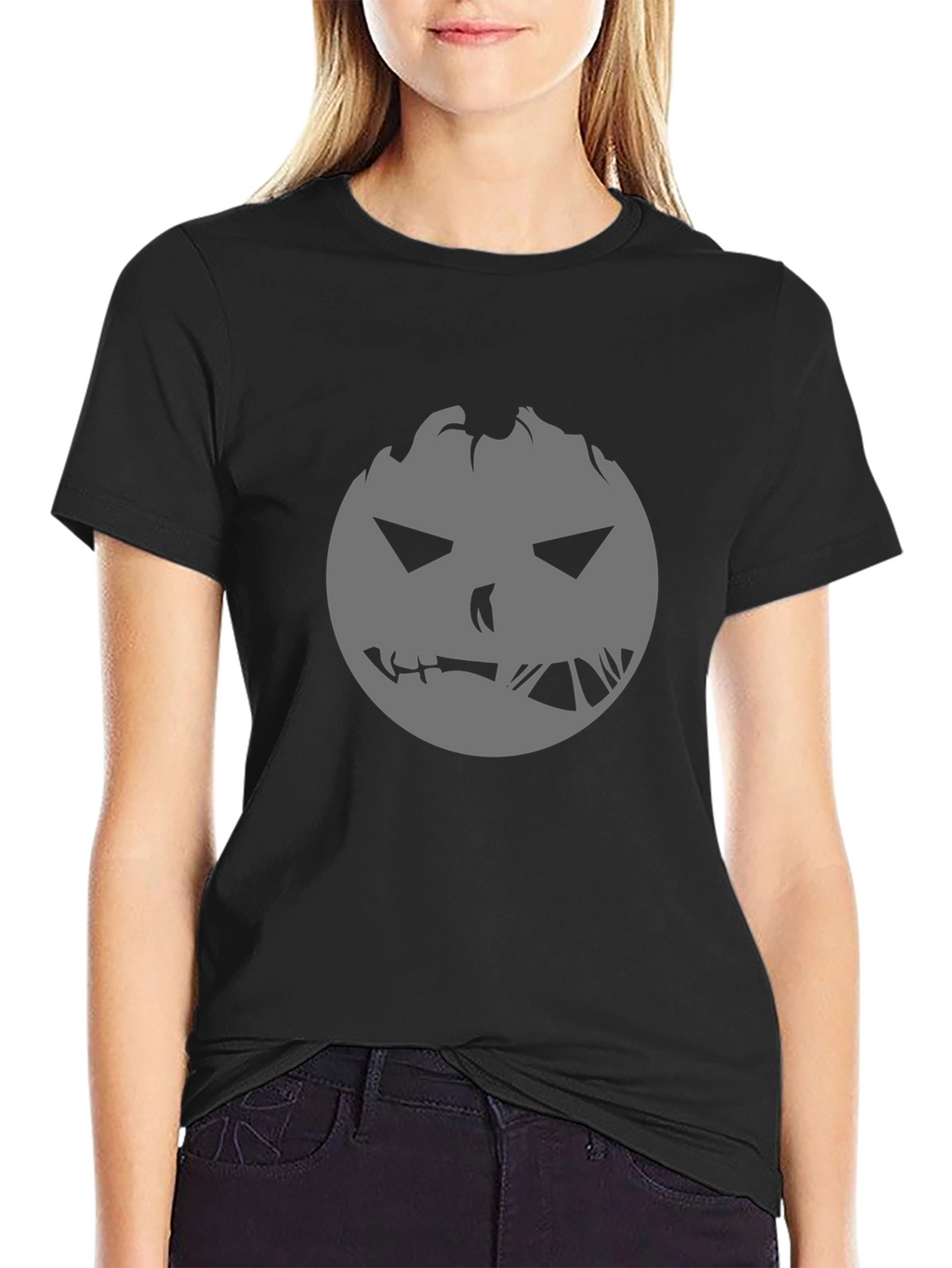 Spooky Pumpkin Face Graphic Tee - Halloween Ready