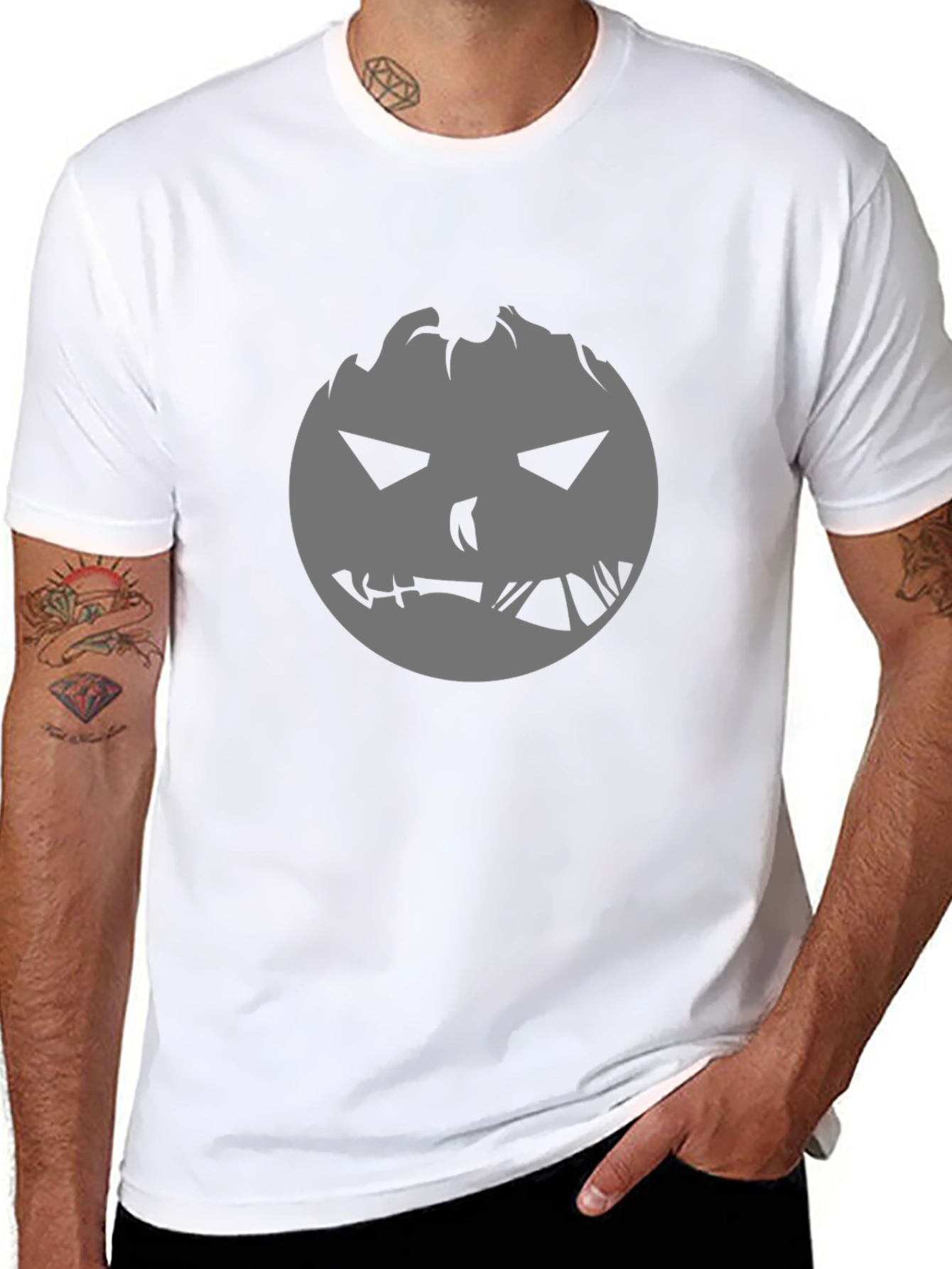 Spooky Pumpkin Face Graphic Tee - Halloween Ready