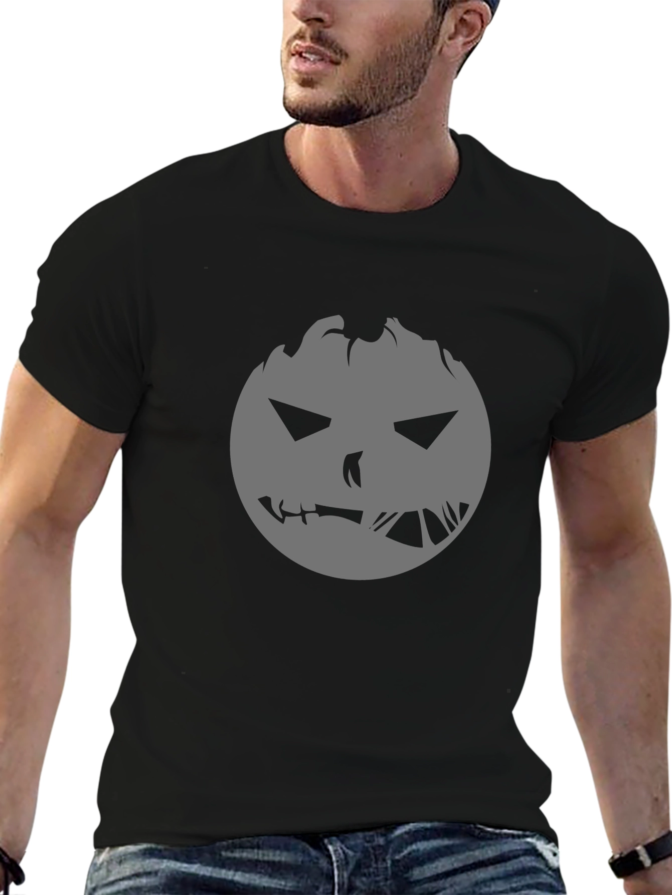 Spooky Pumpkin Face Graphic Tee - Halloween Ready
