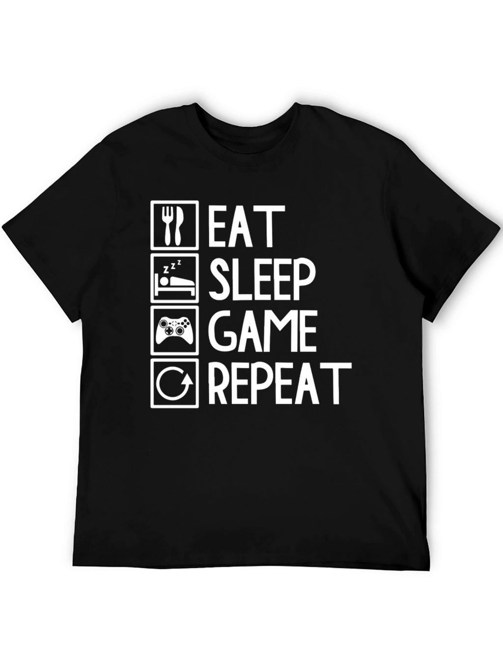 Eat Sleep Game Repeat Black Graphic Tee