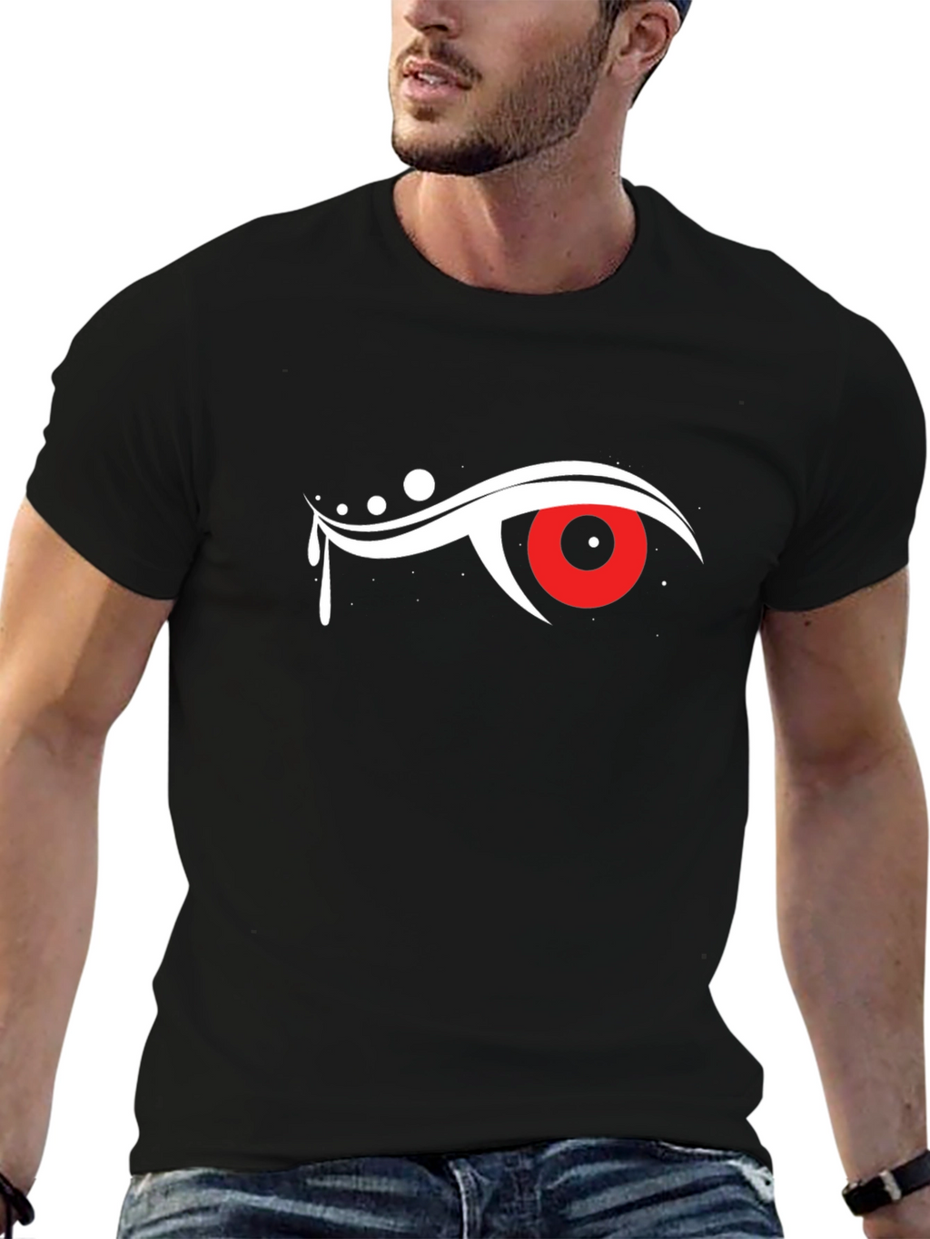 Mens Black T-Shirt with Eye Graphic