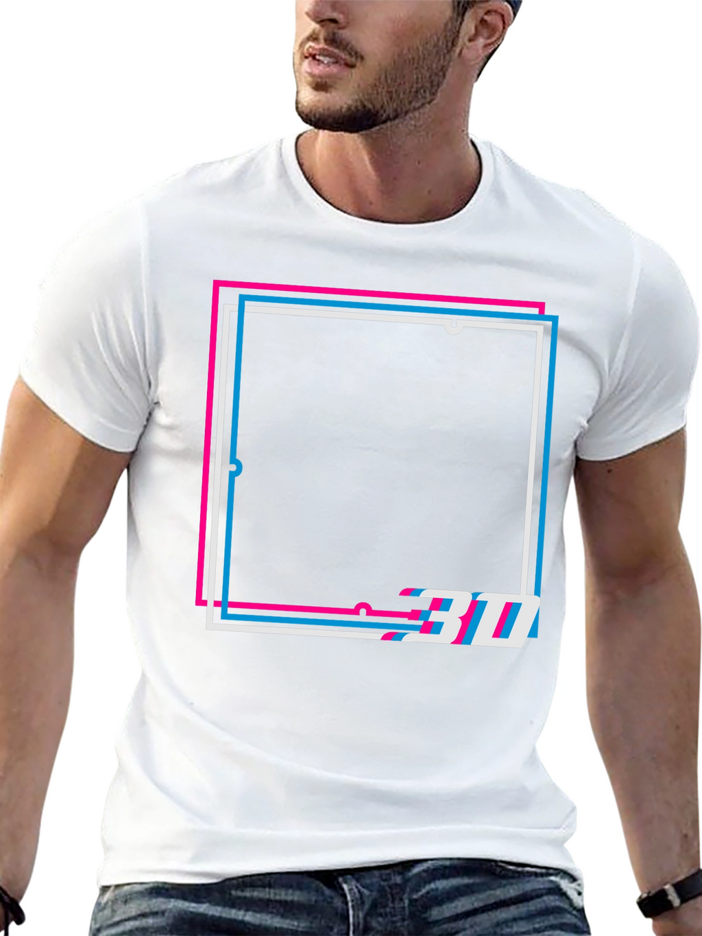 Geometric 3D Effect Graphic Tee