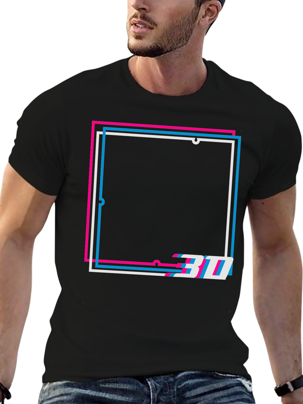 Geometric 3D Effect Graphic Tee