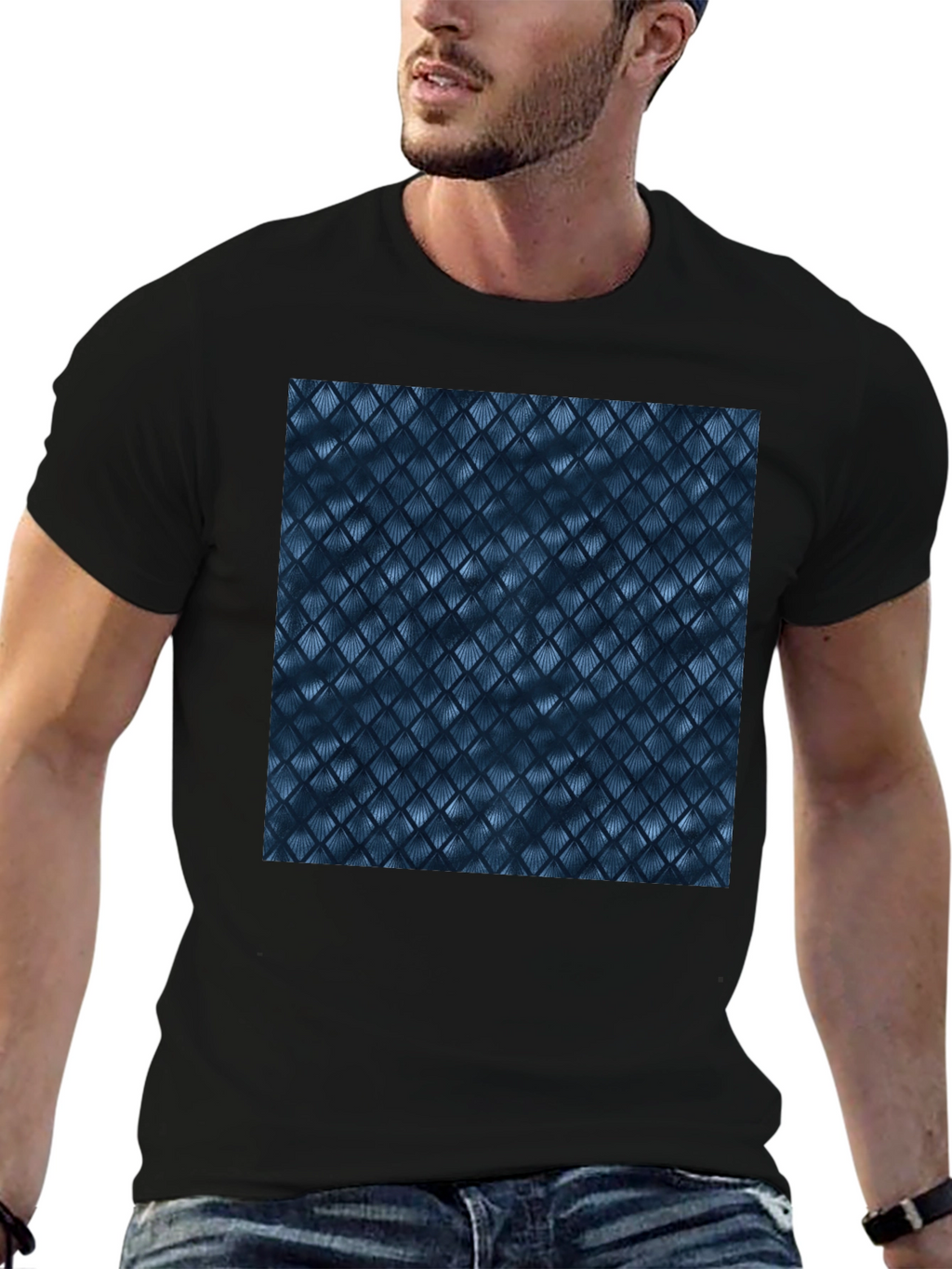 Black Tee with Abstract Pattern