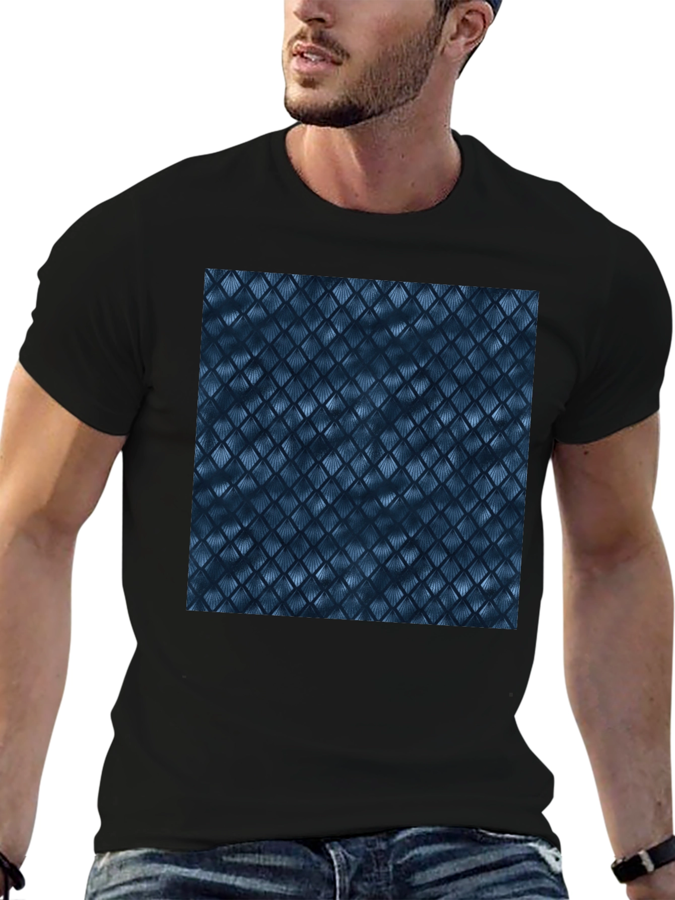 Black Tee with Abstract Pattern