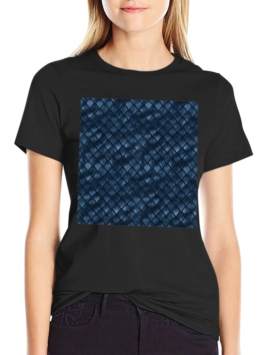 Black Tee with Abstract Pattern