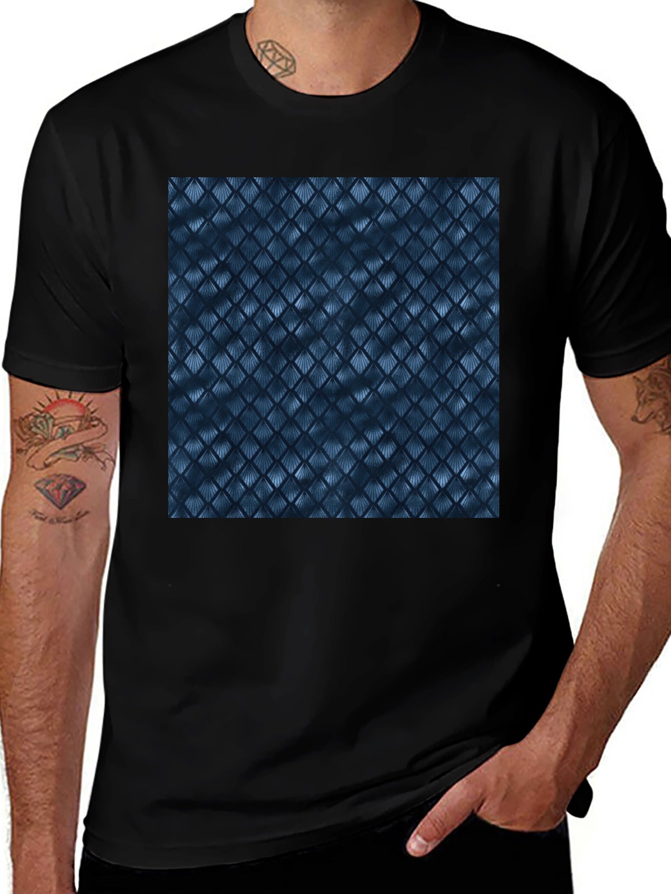 Black Tee with Abstract Pattern