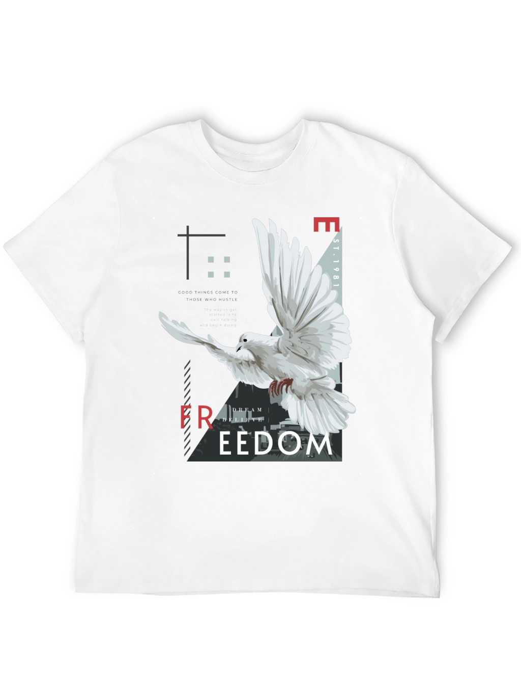 Freedom Graphic Print Mens Black T-Shirt